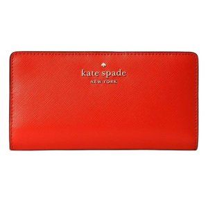 Kate Spade Staci Large Slim Bifold Orange Leather Wallet